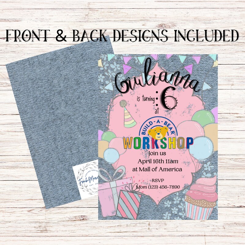 Build A Bear Personalized Invitation Girl Pastel Birthday Digital